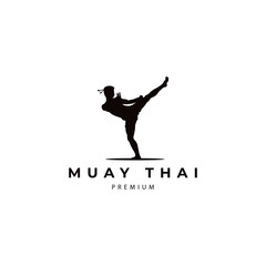 muay thai sports logo design vector icon illustration