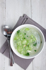 Sup Oyong gambas, refreshing chinese okra or luffa and noodle Soup