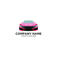 The concept of the front silhouette of a car illustration in a soft red color, suitable for your business company icon that is engaged in the automotive sector and others