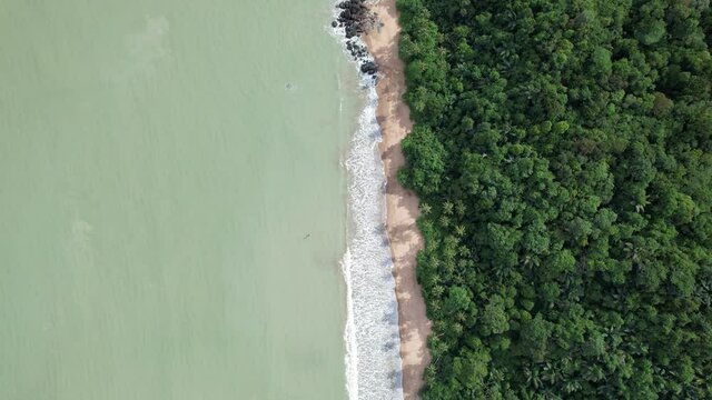 The Telok Teluk Melano Coastline and Serabang Beach at the most southern tip of the Tanjung Datu part of Sarawak and Borneo Island