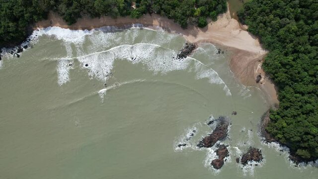 The Telok Teluk Melano Coastline and Serabang Beach at the most southern tip of the Tanjung Datu part of Sarawak and Borneo Island