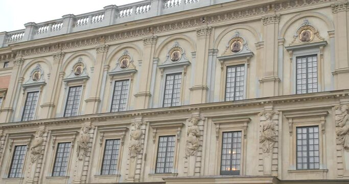 Stockholm Palace, Western Facade Of Royal Palace In Gamla Stan, Stockholm, Sweden. - panning