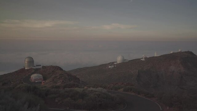 Panning Of Roque de Los Muchachos Observatories On La Palma Canary Islands, Spain.
