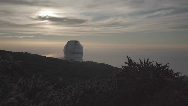Scenic Sky Over Observatorio Astrof&iacute;sico At Roque de los Muchachos In La Palma Islands, Spain. Slide Sho