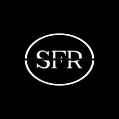 SFR letter logo design with black background in illustrator, vector logo modern alphabet font overlap style. calligraphy designs for logo, Poster, Invitation, etc.	