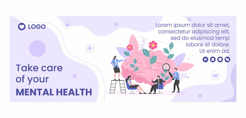 Mental Health Care Consultant Cover Template Flat Design Illustration Editable of Square Background for Social media, Greeting Card and Web