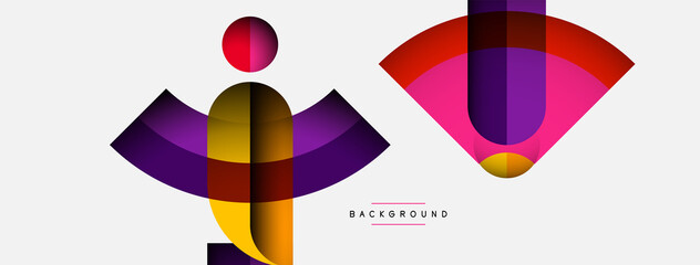 Trendy shapes, color minimal design composition, lines and shadows for wallpaper banner background or landing page