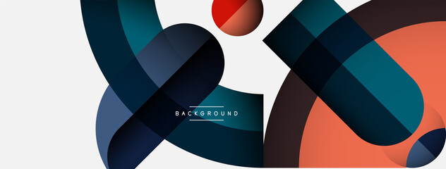 Obraz premium Geometric abstract background. Round shapes, circles, lines composition for wallpaper banner background or landing page