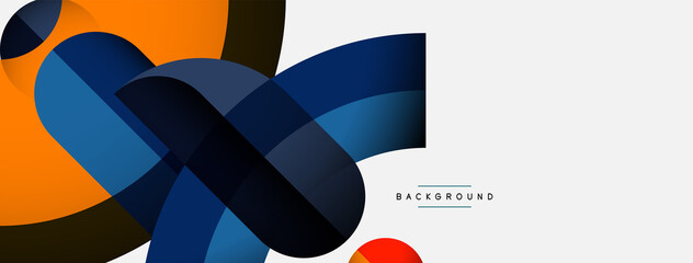 Geometric abstract background. Round shapes, circles, lines composition for wallpaper banner background or landing page