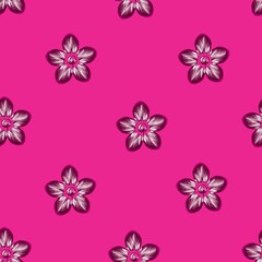 Flower colorful illustration pattern seamless fabric texture print on pink background. vector design. fashionable texture. wallpaper decorative. Floral background. Exotic tropics. nature wallpaper