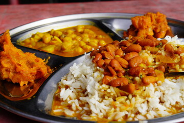 Indian local Food thali at shop