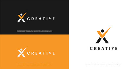 letter X logo leader design, Minimalist X initial based vector icon