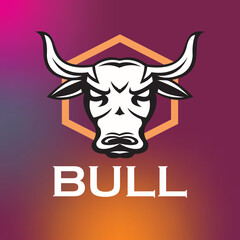 angry bull head logp, silhouette of simple and strong bull vector illustrations