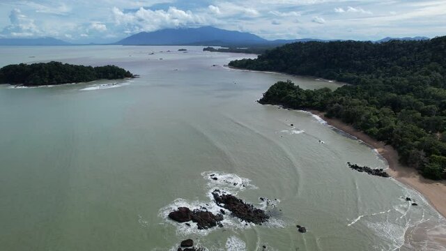 The Telok Teluk Melano Coastline and Serabang Beach at the most southern tip of the Tanjung Datu part of Sarawak and Borneo Island