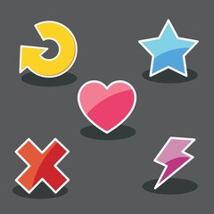 Icons Set of buttons for games, applications. Cute cartoon buttons design. Isolated vector.