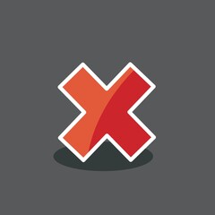 Cross icon for games, applications. Cute cartoon buttons design. Isolated vector.