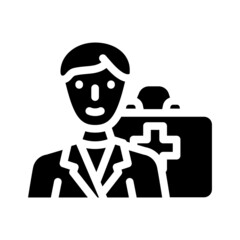 home doctor glyph icon vector. home doctor sign. isolated contour symbol black illustration