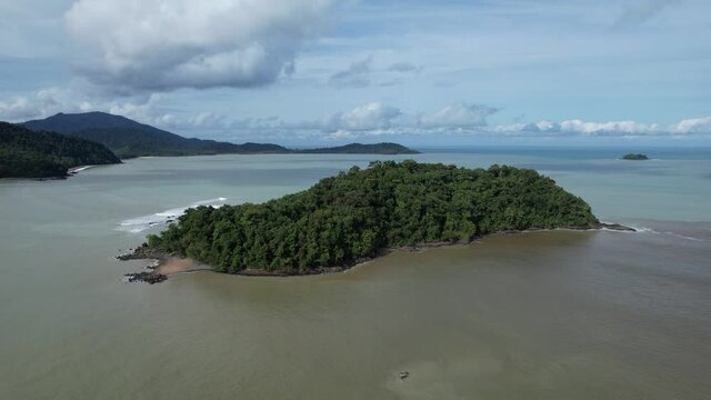The Telok Teluk Melano Coastline and Serabang Beach at the most southern tip of the Tanjung Datu part of Sarawak and Borneo Island