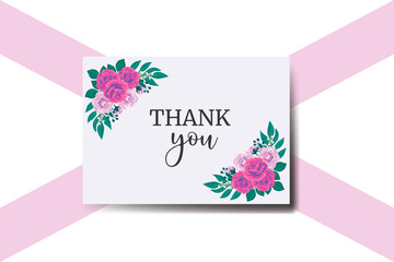 Thank you card Greeting Card Rose with Camellia flower Design Template