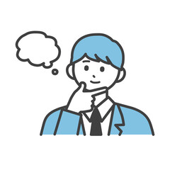 制服を着た男の子が考えているイラスト素材