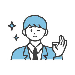 OKのポーズをとる制服を着た男の子のイラスト素材