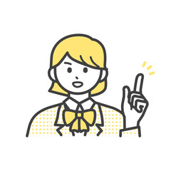 ひらめく制服を着た女の子のイラスト素材