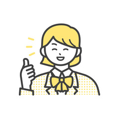 笑顔でサムズアップする制服を着た女の子のイラスト素材