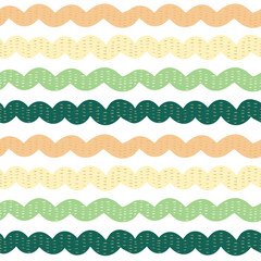 Seamless Pattern with Wavy Line Design on White Background