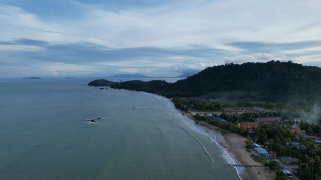 The Telok Teluk Melano Coastline and Serabang Beach at the most southern tip of the Tanjung Datu part of Sarawak and Borneo Island