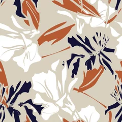 Acrylic prints Beige Floral Brush strokes Seamless Pattern Background
