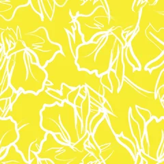 Wall murals Yellow Floral Brush strokes Seamless Pattern Background