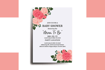Baby Shower Greeting Card Dahlia Flower Design Template