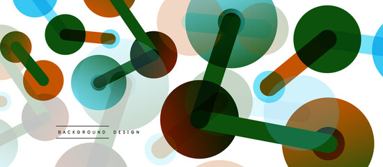 Abstract background. Round dots connected by lines. Trendy techno business template for wallpaper, banner, background or landing