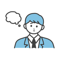悩んでいる制服を着た男の子のイラスト素材