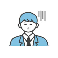 どんよりしている制服を着た男の子のイラスト素材