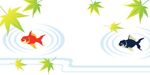夏イメージの背景イラスト　金魚