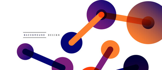 Abstract background. Round dots connected by lines. Trendy techno business template for wallpaper, banner, background or landing