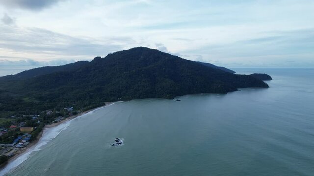 The Telok Teluk Melano Coastline and Serabang Beach at the most southern tip of the Tanjung Datu part of Sarawak and Borneo Island