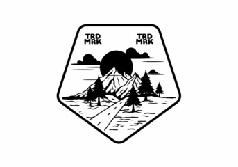 Middle road and mountain illustration