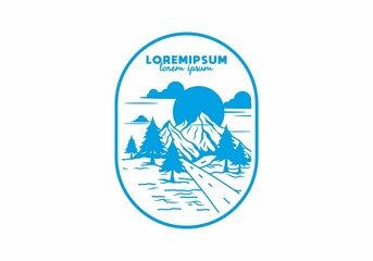 Middle road and mountain illustration