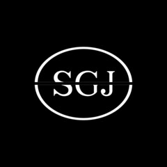 SGJ letter logo design with black background in illustrator, vector logo modern alphabet font overlap style. calligraphy designs for logo, Poster, Invitation, etc.	