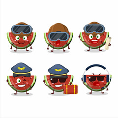 Pilot cartoon mascot watermelon gummy candy with glasses