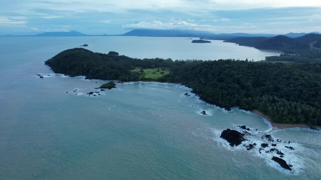 The Telok Teluk Melano Coastline and Serabang Beach at the most southern tip of the Tanjung Datu part of Sarawak and Borneo Island