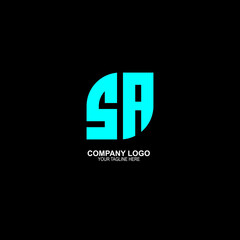 SA and AS logo design with black background 