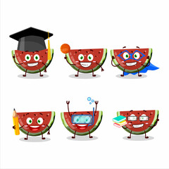 School student of watermelon gummy candy cartoon character with various expressions