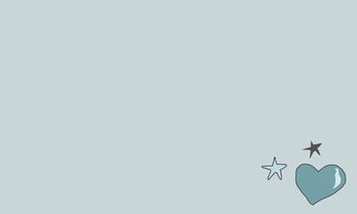 light blue background with star and love icon in the bottom corner