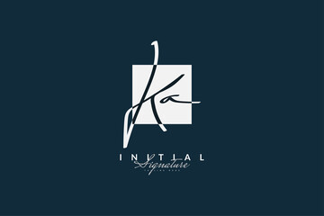 KA Initial Signature Logo or Symbol with Handwriting Style for Wedding, Fashion, Jewelry, Boutique, Botanical, Floral and Business Identity - obrazy, fototapety, plakaty