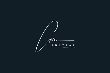 CM Initial Signature Logo or Symbol with Handwriting Style for Wedding, Fashion, Jewelry, Boutique, Botanical, Floral and Business Identity - obrazy, fototapety, plakaty