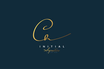 CH Initial Signature Logo or Symbol with Handwriting Style for Wedding, Fashion, Jewelry, Boutique, Botanical, Floral and Business Identity