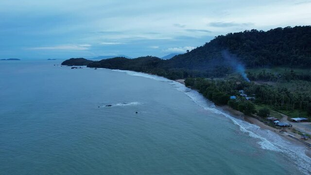 The Telok Teluk Melano Coastline and Serabang Beach at the most southern tip of the Tanjung Datu part of Sarawak and Borneo Island